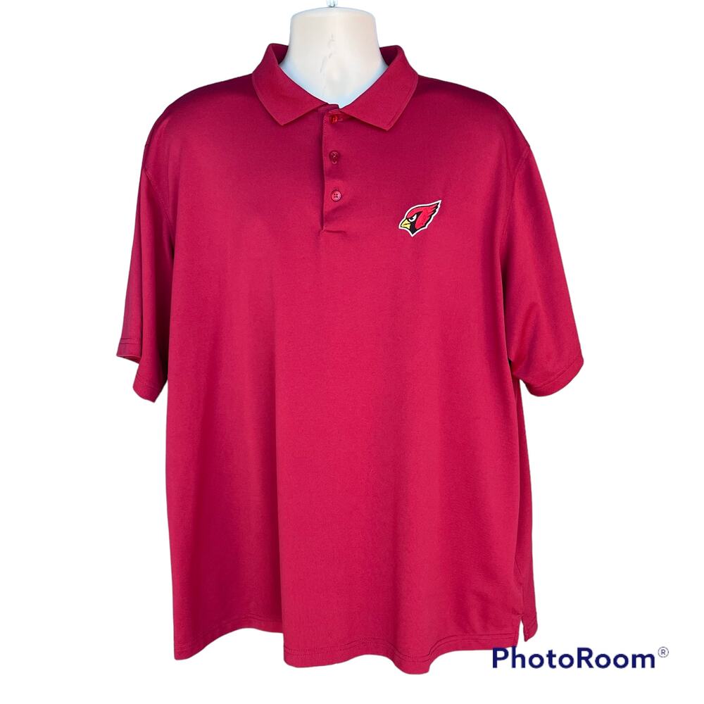 Antigua Pique Short Sleeve Polo Golf Shirt Arizona Cardinals Red Mens 2XL